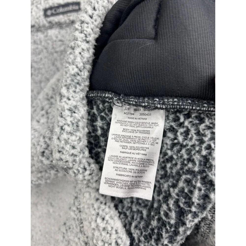 Columbia Jacket Kids L Gray Sherpa Fleece Full Zip Pockets Warm Longline‎